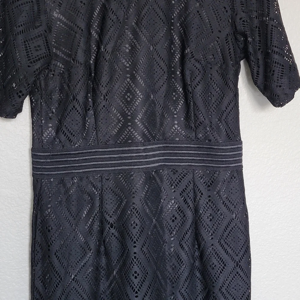 NY& C Black Midi Dress White Collar Medium - Picture 9 of 10